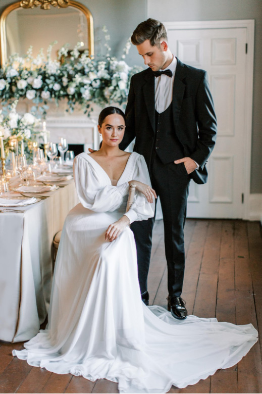 The bride wears Style 88258″ title_text=