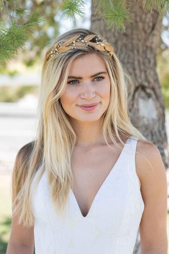 Gael – Bronze and Pearl Goddess Style Enamelled Leafy Band