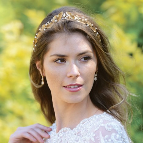 Lola – Bronze Enamelled and Pearl Leafy Garland Tiara